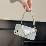 Heart Crossbody Card Holder Phone Case For iPhone