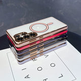 Contrast color electroplating magnetic phone case For Samsung