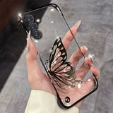 Frameless Butterfly Transparent Hard Phone Case For Samsung