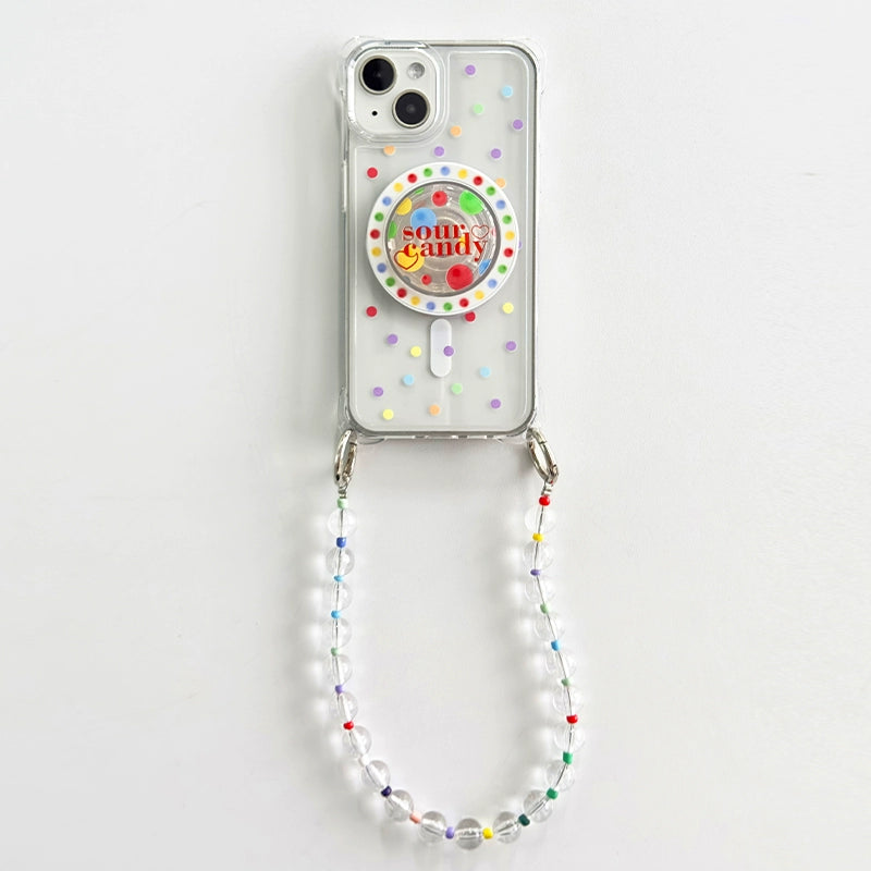 Colorful Polka Dot Magnetic Lanyard Phone Case For iPhone