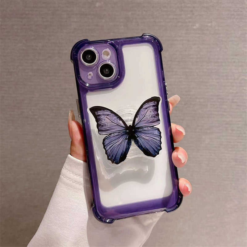 Butterfly Bracket Transparent Anti-fall Mobile Phone Case For iPhone