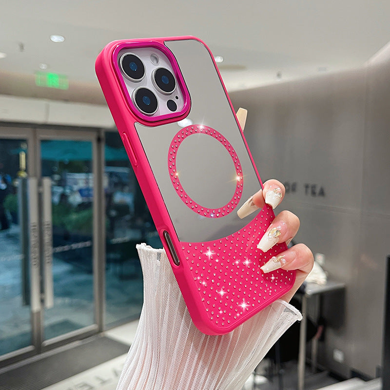 Color Mirror Rhinestone Magnetic Phone Case For iPhone