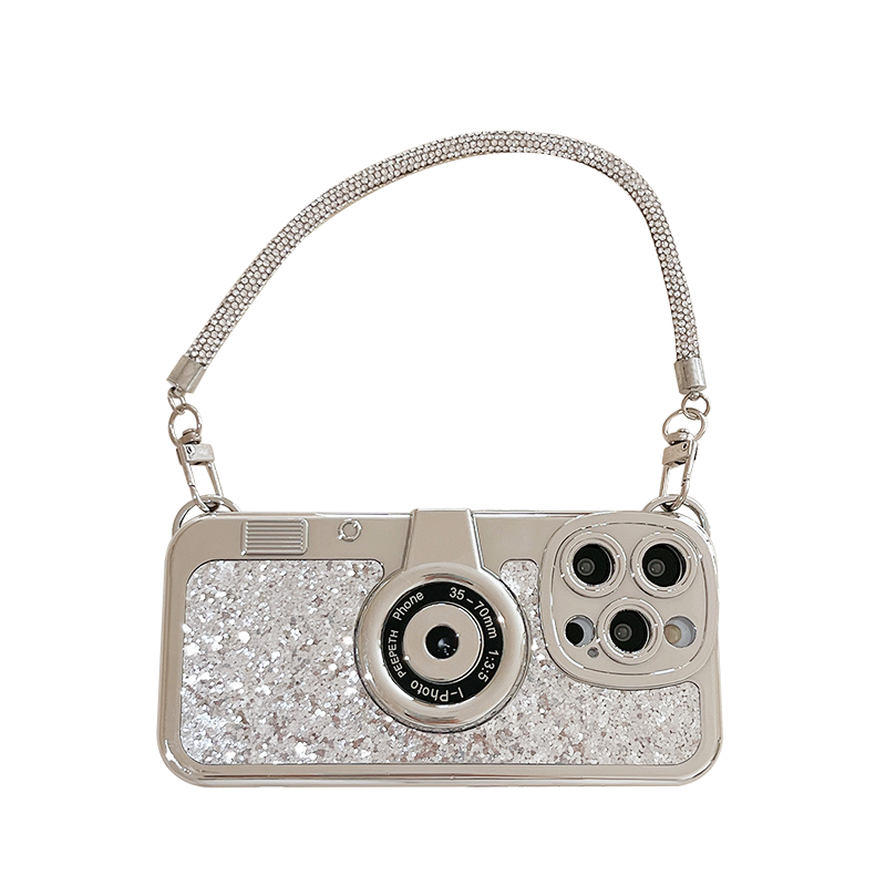 Diamond Camera Phone Case with Lanyard For iPhone