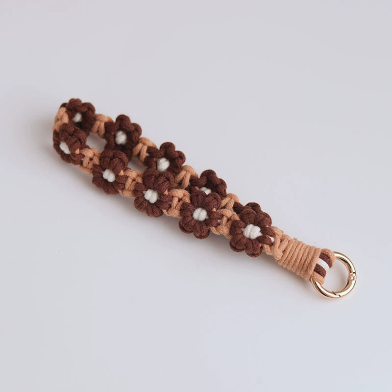 Braided Cotton Rope Flower Phone Chain Lanyard