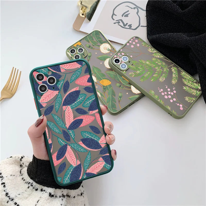 Retro Banana Leaf Flower Phone Case For iPhone