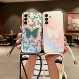 Shining Butterfly Lanyard Silicone Phone Case For Samsung