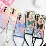 Shining Butterfly Lanyard Silicone Phone Case For Samsung