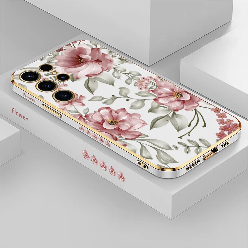 Plating Flower Pattern Phone Case For Samsung