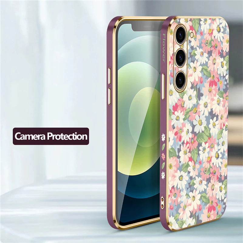 Flowers Plating Phone Case For Samsung