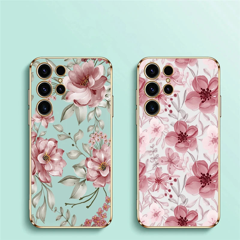 Plating Flower Pattern Phone Case For Samsung