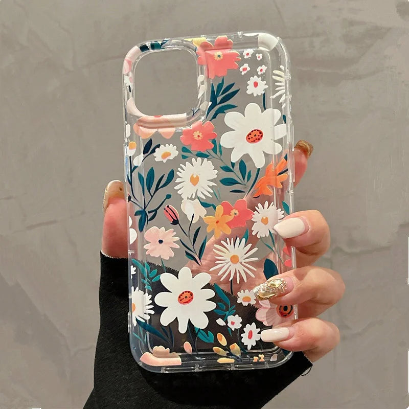 Colorful Flower Clear Phone Case For iPhone