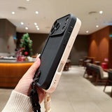 Soft Bumper Liquid Silicone Lanyard Strap Phone Case For iPhone