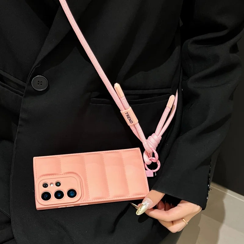 Crossbody Soft Down Jacket Phone Case For Samsung