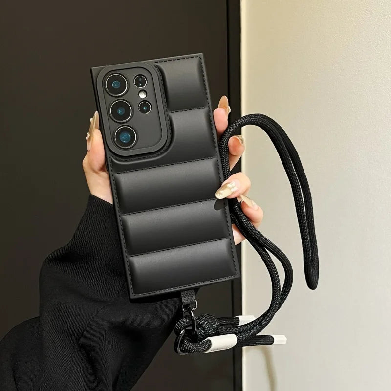 Crossbody Soft Down Jacket Phone Case For Samsung