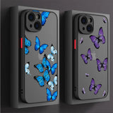 Soft Matte Cover Shell Retro Butterfly Pattern Case for iPhone