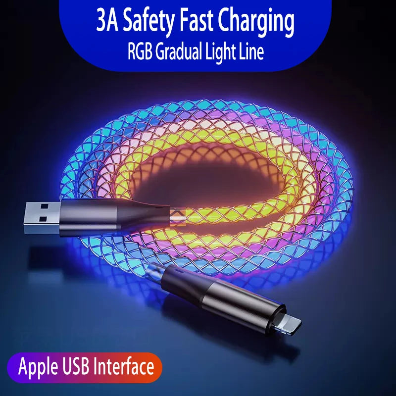 ONE TO THREE DATE LINES Fast Charging Colorful Luminous Data Cable