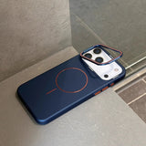 Color-blocking Invisible Stand Magnetic Phone Case For iPhone