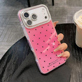 Polka Dot Rhinestone Lens Film Phone Case For iPhone