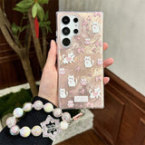 Floral White Cat Phone Case For Samsung
