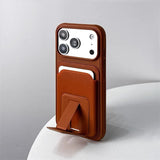 Card Holder Folding Stand Frosted Phone Case For iPhone