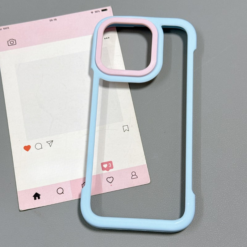Simple Contrast Color Borderless Phone Case For iPhone