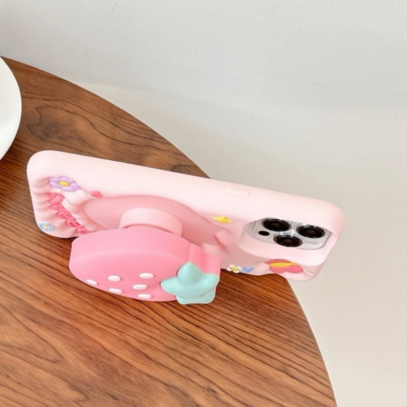 Pink Strawberry Stand Phone Case For iPhone