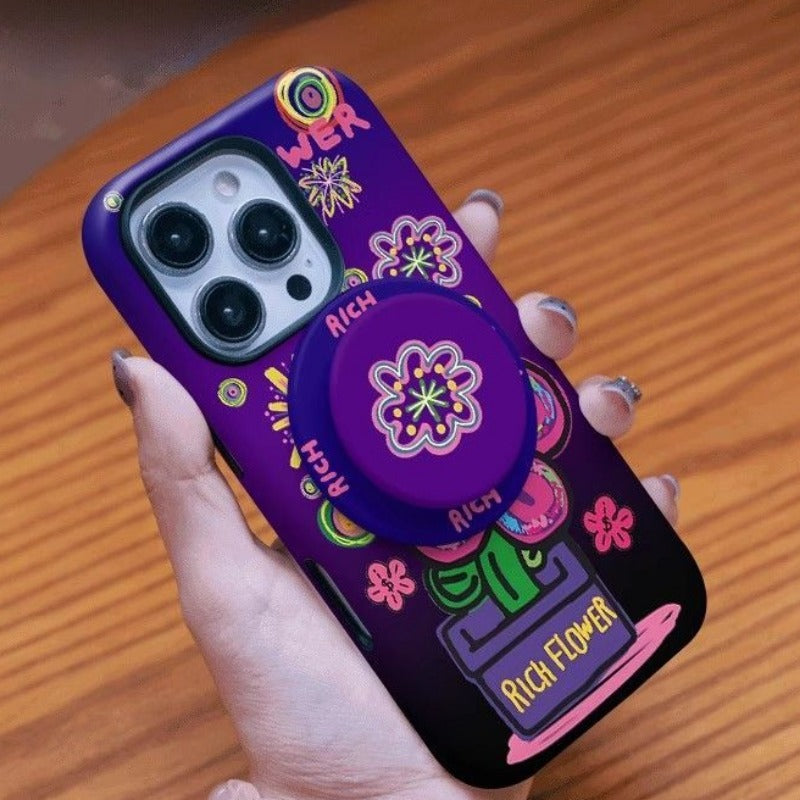 Purple Magnetic Bracket Phone Case For iPhone