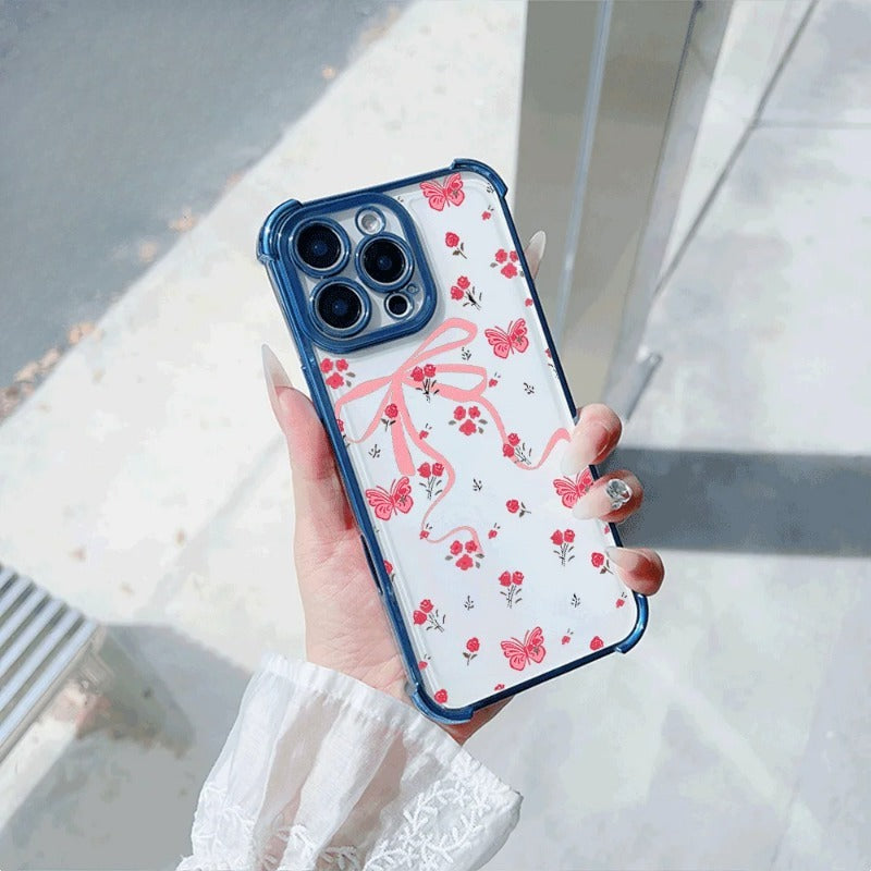 Butterfly Four Corner Anti-drop Lucency Phone Case For iPhone