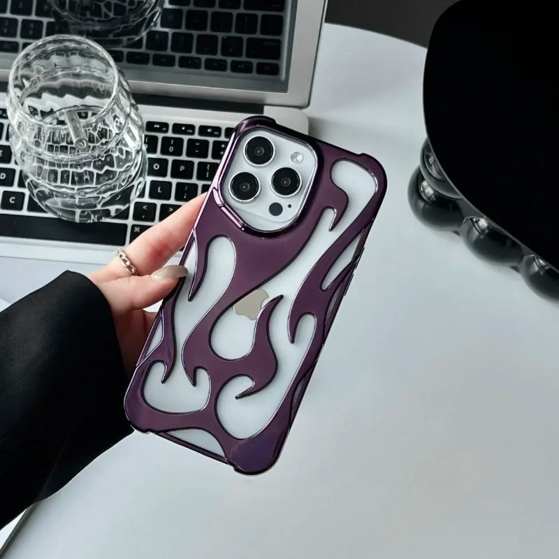 Fashion Matte 3D Hollowed Flame Phone Case For iPhone