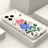 Beautiful Flowers Liquid Silicone Phone Case For iPhone