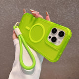 Frosted Magnetic Phone Case with Hand Strap For iPhone