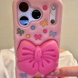 3D Full-Screen Bow Stand Silicone Phone Case For iPhone