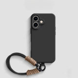 Simple Solid Color Lanyard Phone Case For iPhone