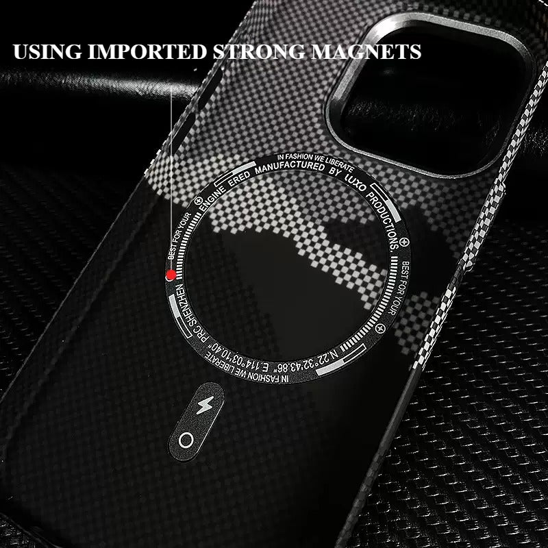 3D Relief Carbon Fiber Texture Magnetic Case For iPhone