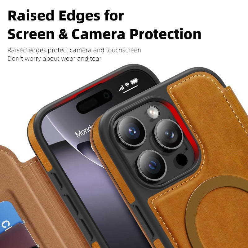 Flip Magnetic Leather Phone Case For iPhone