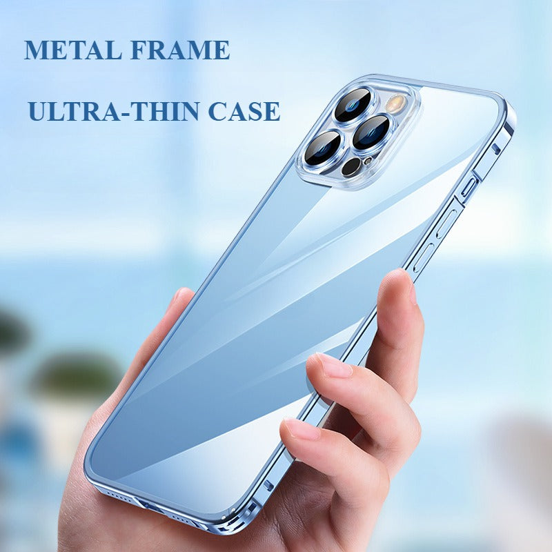 Metal Frame Transparent Mobile Phone Case For iPhone