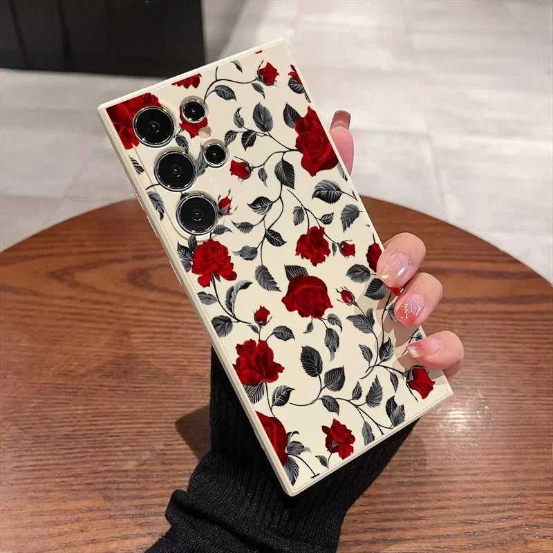 New Retro Fashion Rose Phone Case For Samsung