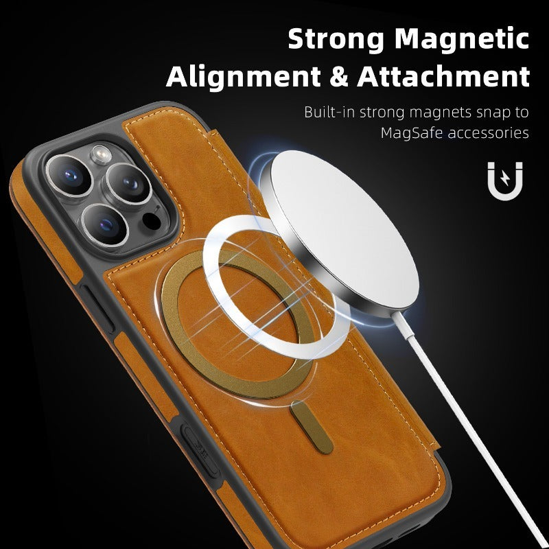 Flip Magnetic Leather Phone Case For iPhone