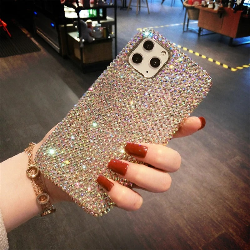 Bling Rhinestone Gem Diamond Soft Phone Case For iPhone