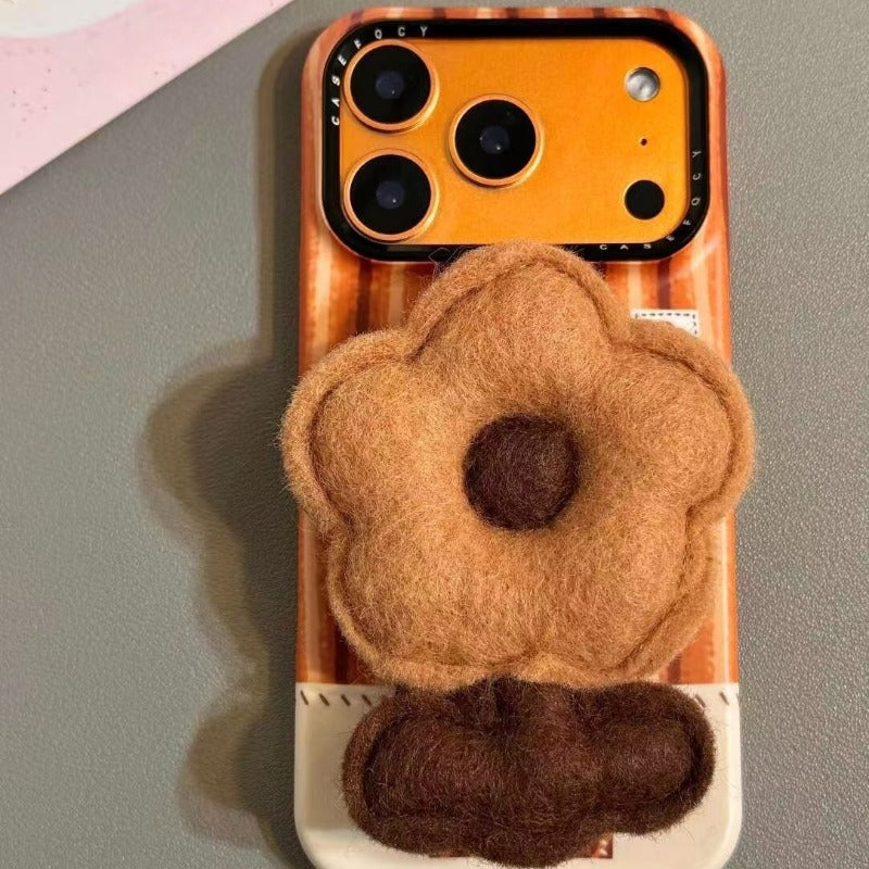 Striped Flower Magnetic Phone Case For iPhone