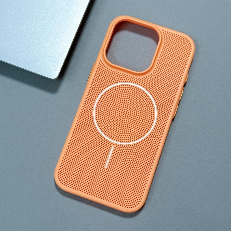 Solid Color Hollow Magnetic Phone Case For iPhone