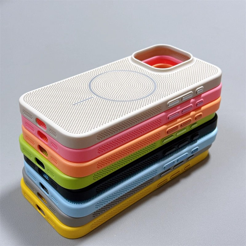 Solid Color Hollow Magnetic Phone Case For iPhone