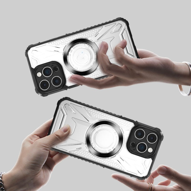Airbag Thickened Silicone Anti-fall Transparent Magnetic Phone Case For iPhone