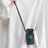 Heart-shaped Card Holder Crossbody Lanyard Phone Case For iPhone