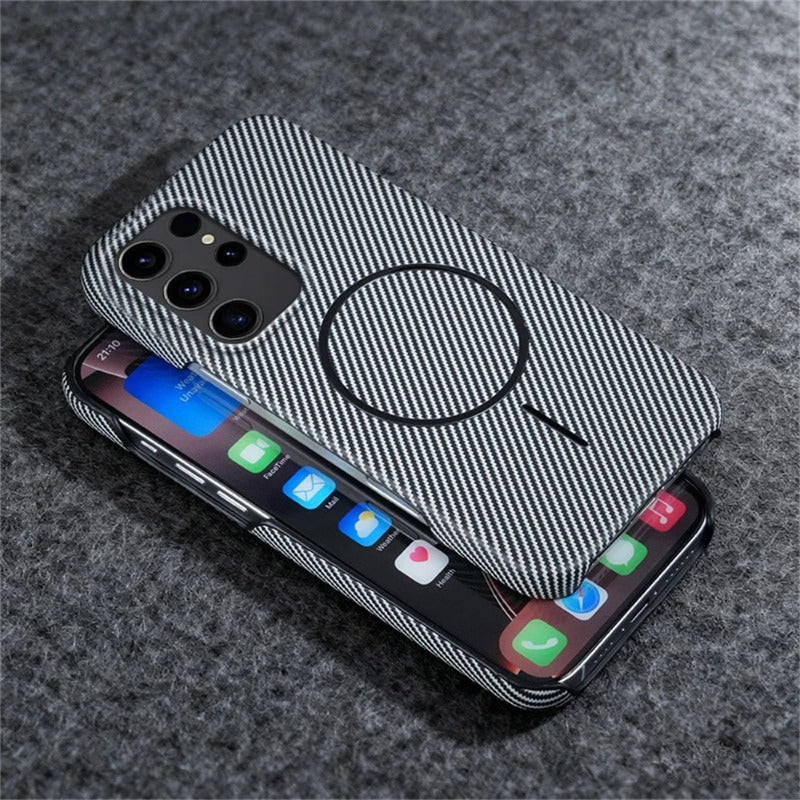 Carbon Fiber Pattern Magnetic Case For Samsung