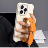 Leather Wristband Liquid Silicone Phone Case For iPhone