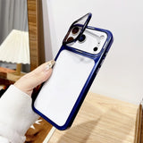 Folding Flip Full Lens Stand Transparent Phone Case For iPhone