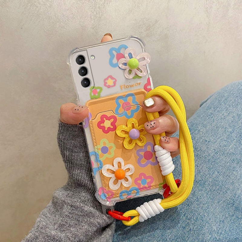 Flower Card Holder Phone Case For Samsung