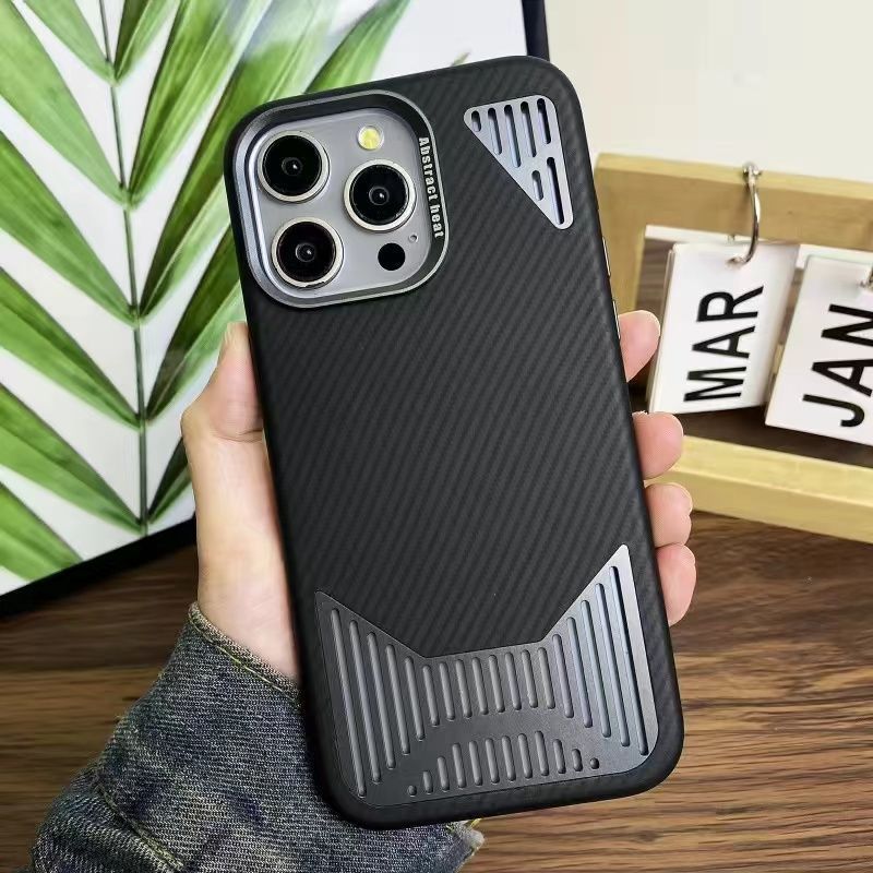 Carbon Fiber Aluminum Alloy Cooling Magnetic Phone Case For iPhone