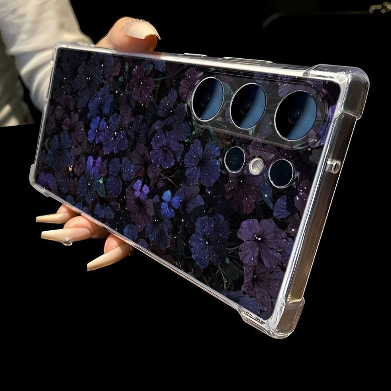 Purple Flower Transparent Soft Phone Case For Samsung